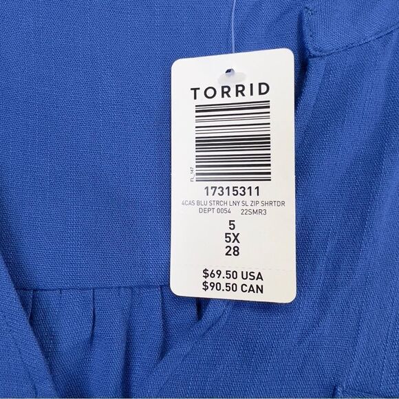 NWOT Torrid MINI TEXTURED RAYON SHIRT DRESS - royal blue plus size 5 - Picture 15 of 16